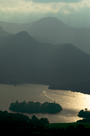 View from Lattrigg across Derwent water and Derwent Isle to Catbells and Robinson, Lake District