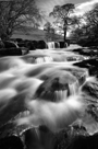 Black & White image of Stenkrith Falls near Nateby in the Upper Eden Valley, Cumbria